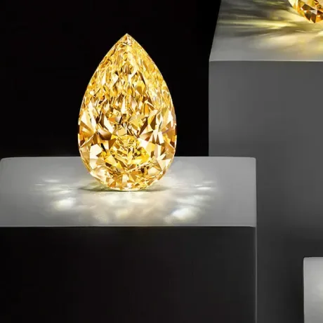 Fancy Yellow Pear cut lab grown diamond, 0.68 carat