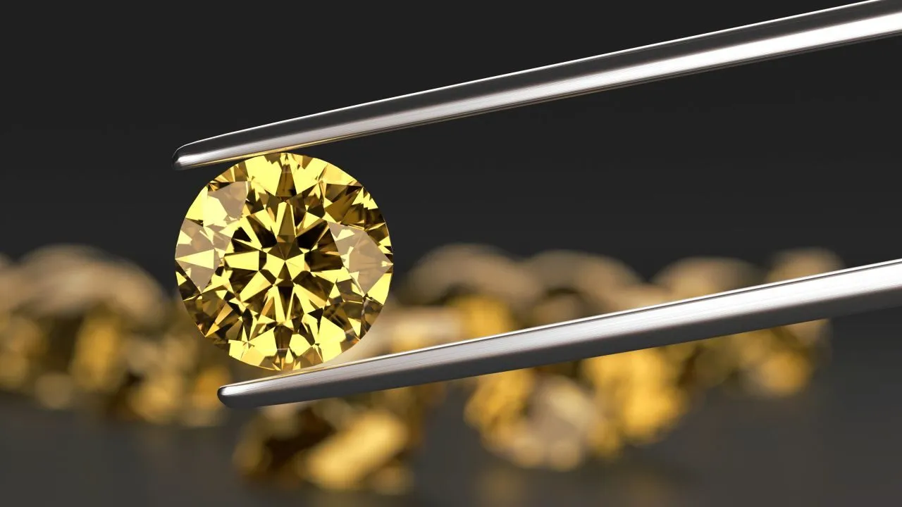 Fancy Yellow Round cut lab grown diamond, 1.87 carat